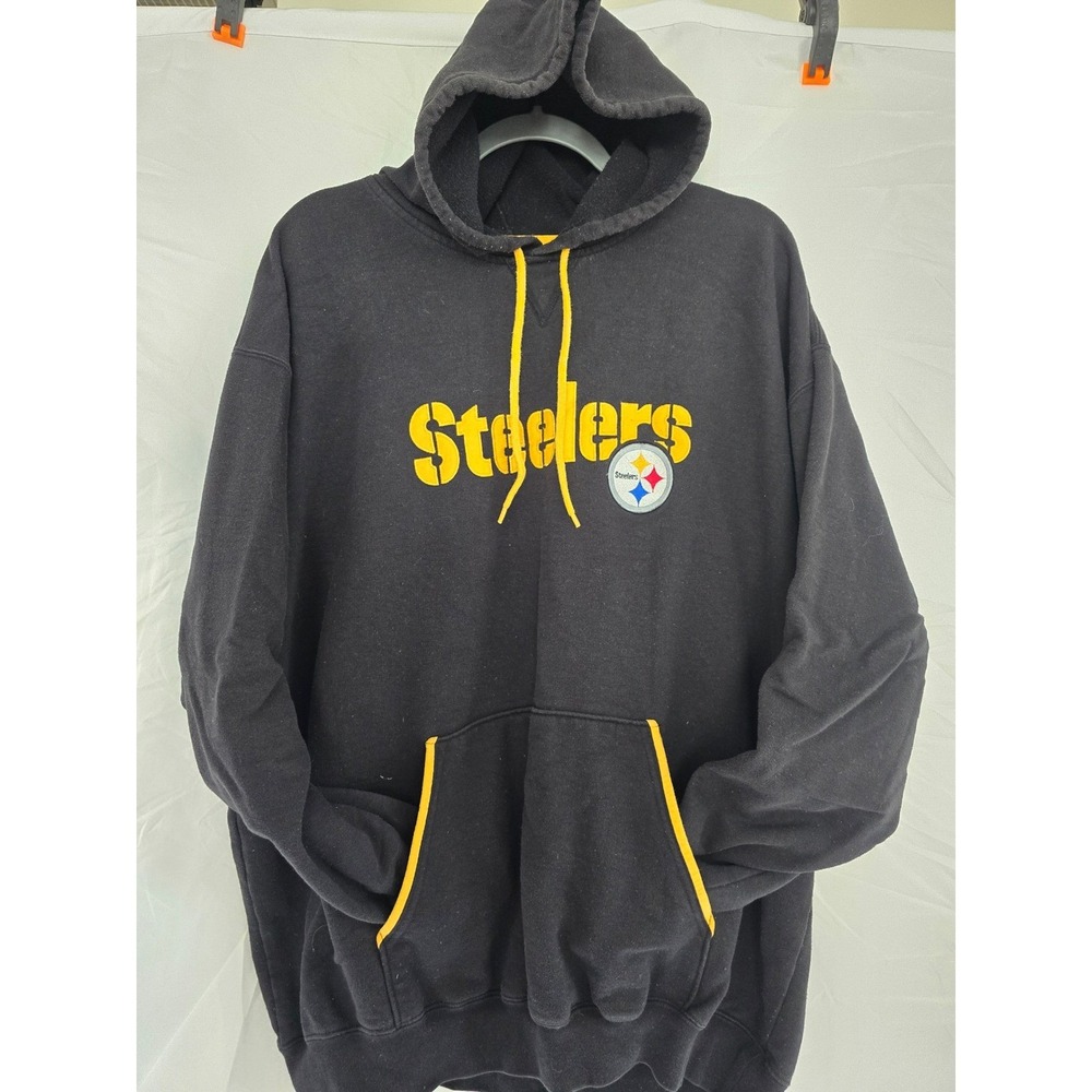 Pittsburgh Steelers NFL Black‎ Yellow Hoodie Pullover Hooded Sweatshirt Men's